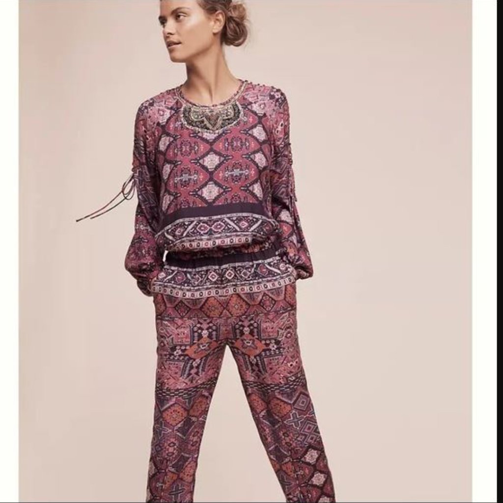 Anthropologie Twelfth Street By Cynthia Vincent Rosewood Jumpsuit